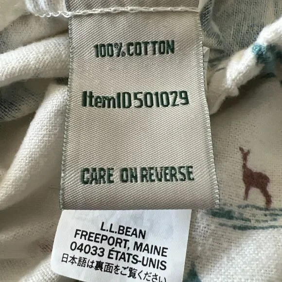 L.L. Bean Green & White Pine Tree Winter Scene Cozy Flannel Pajama Pants Large - Picture 8 of 9